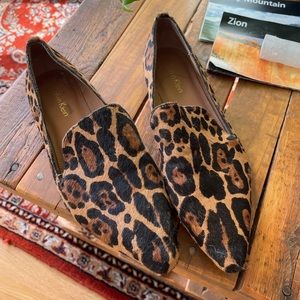 Calvin Klein Leopard Print Pointed Toe Flats
